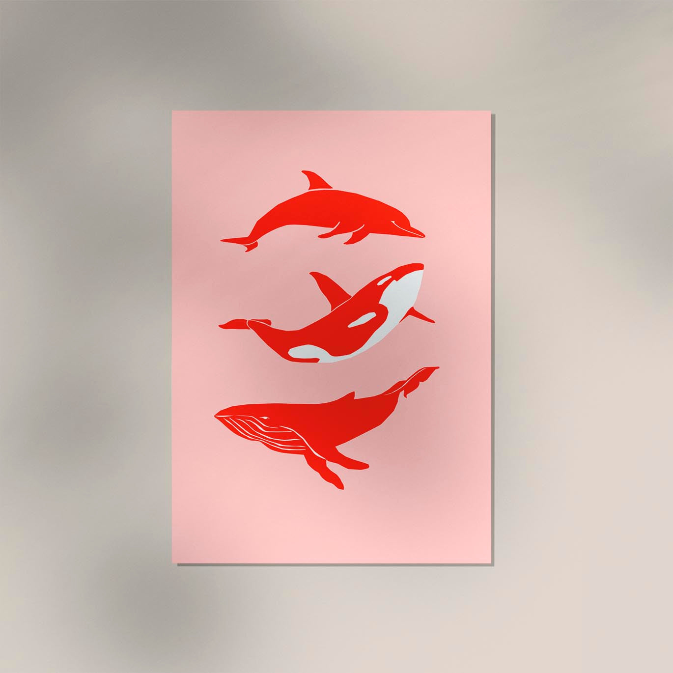 Whale & Dolphin Pink Poster