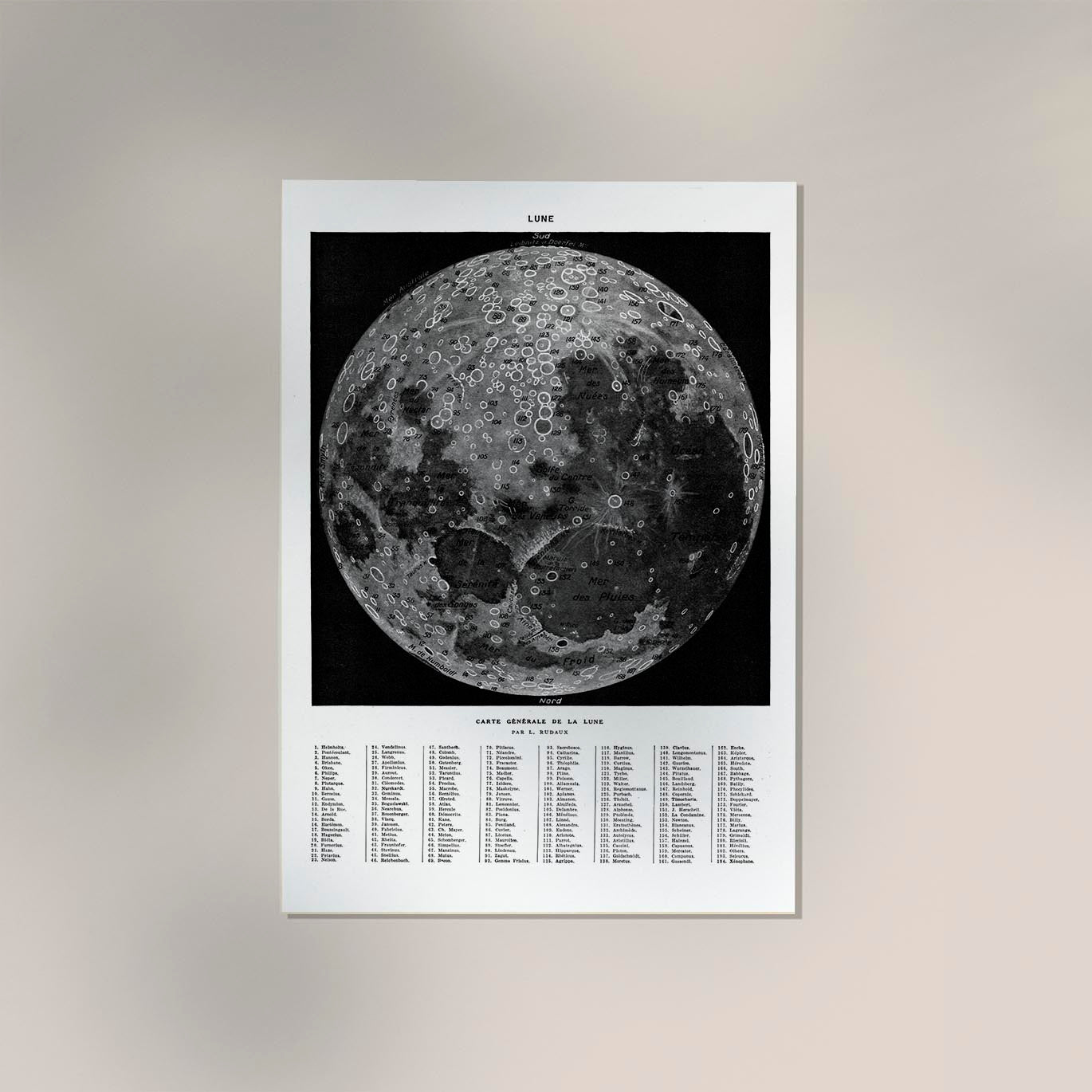Carta de la lune White Astronomical Poster