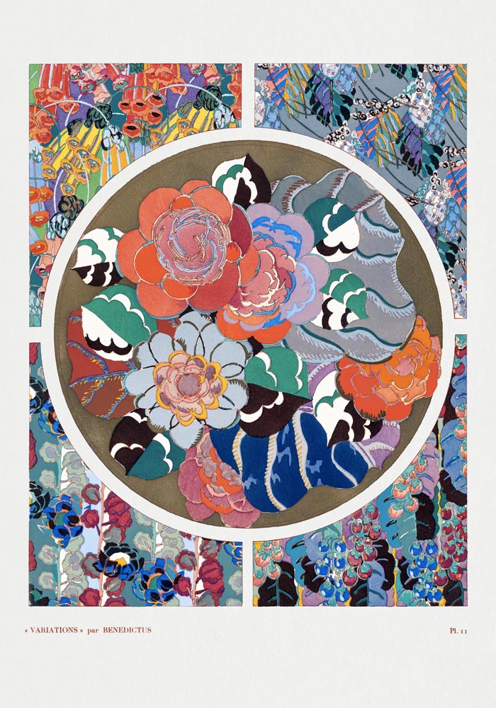 Flower art deco pattern n. 11 by Édouard Bénédictus