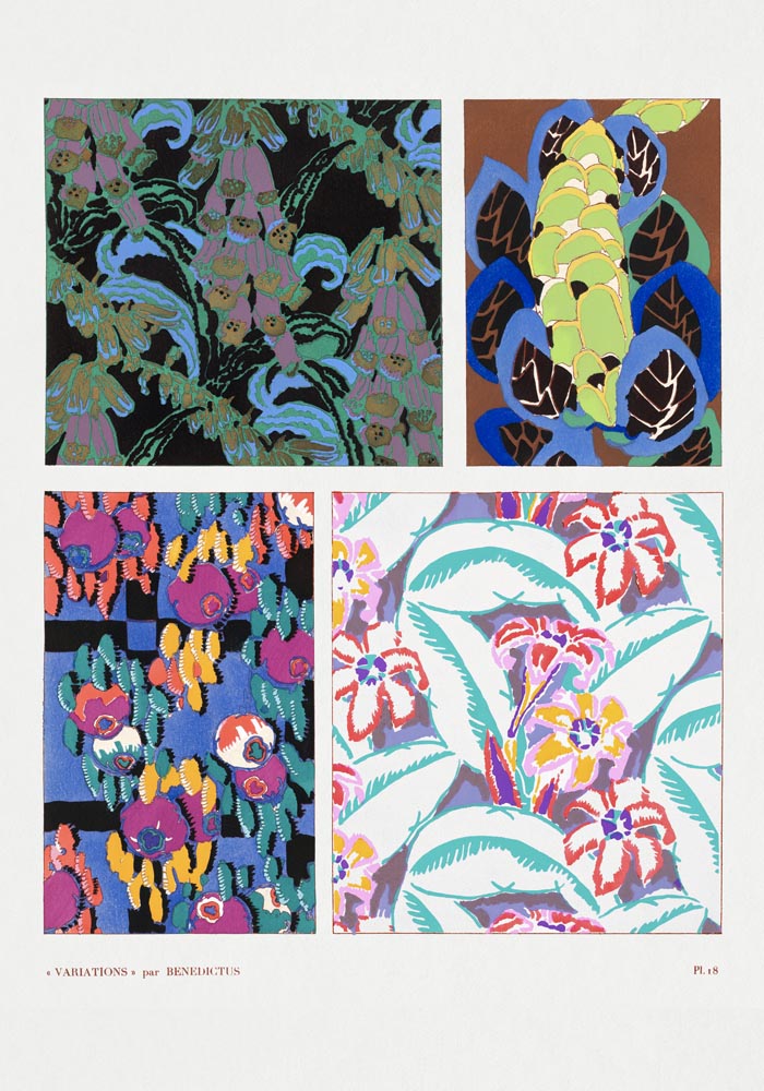Floral vintage art deco pattern n. 18 by Édouard Bénédictus