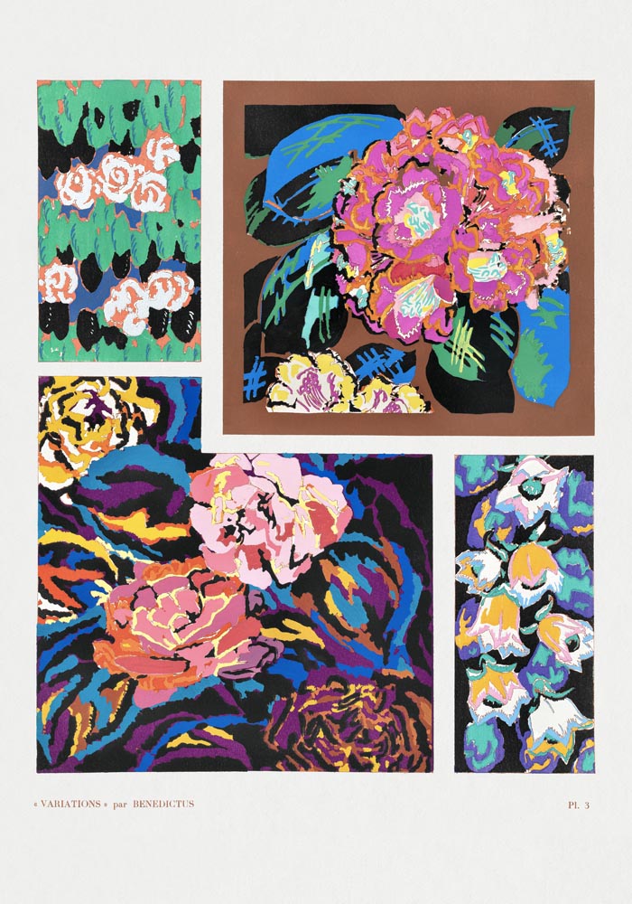 Flower vintage art deco pattern n. 3 by Édouard Bénédictus