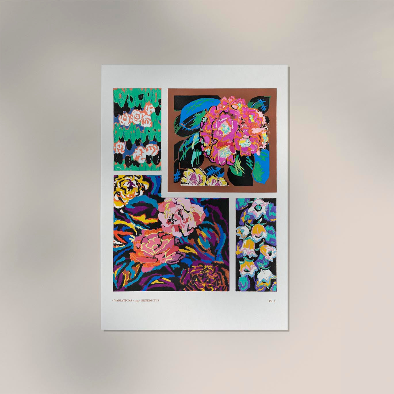 Flower vintage art deco pattern n. 3 by Édouard Bénédictus