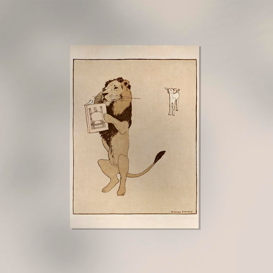 Lion and a book by Edward Penfield