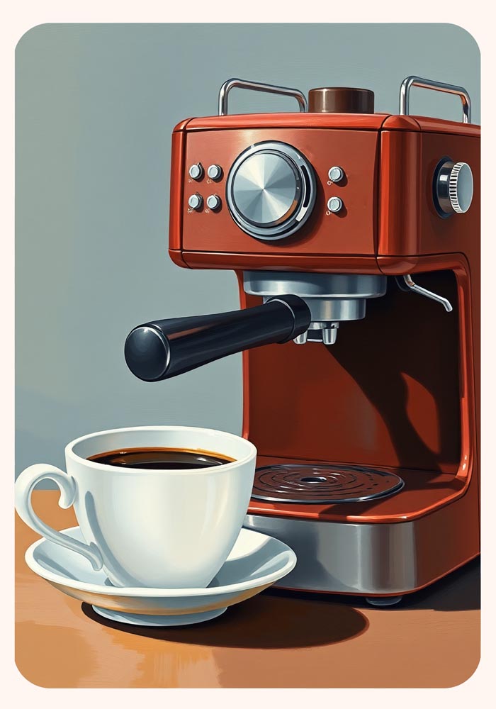 Red Coffee Machine Food Poster