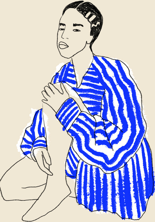 Sale: Blue striped shirt A3 Size Fine Art Print