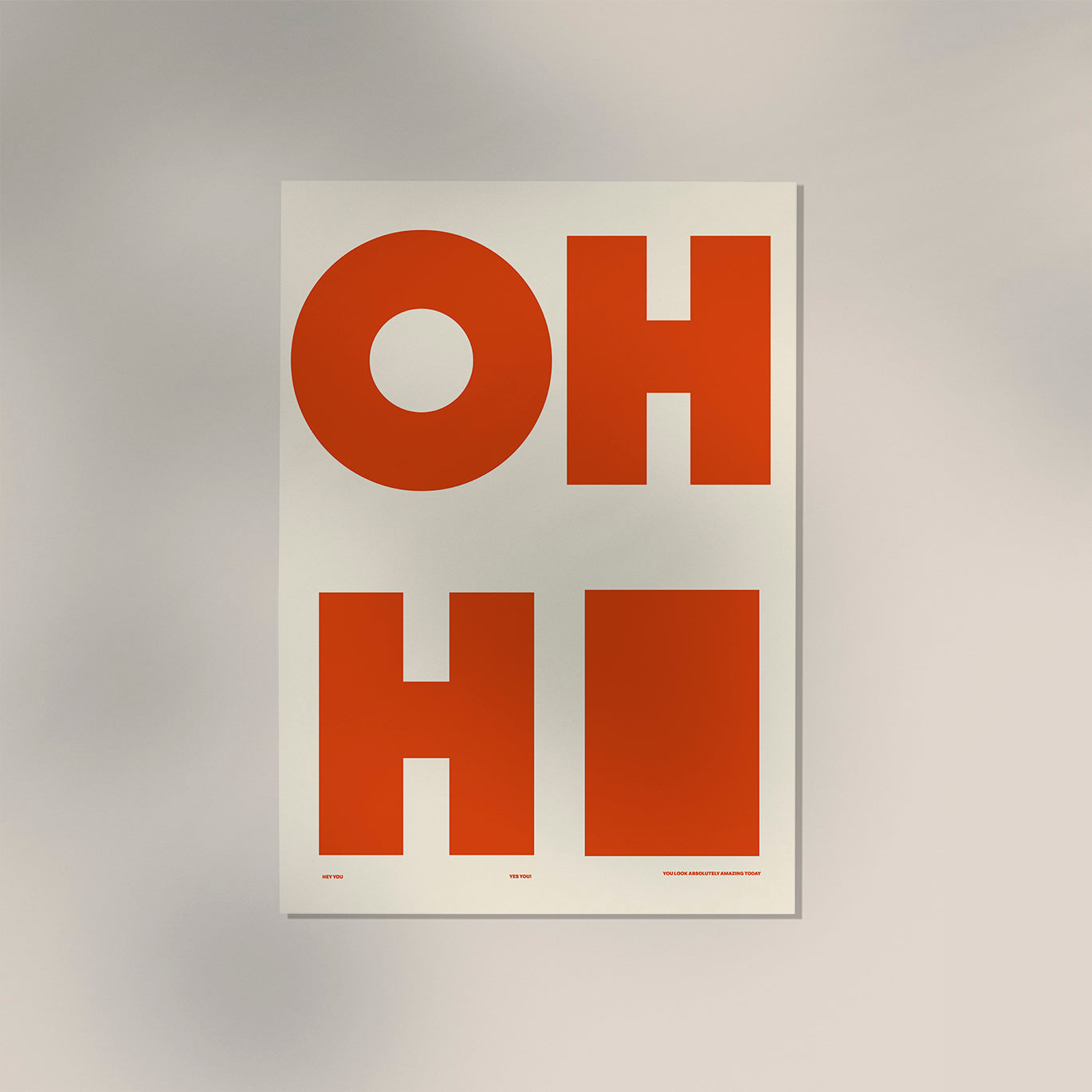 Oh Hi! White & Coral Art Print
