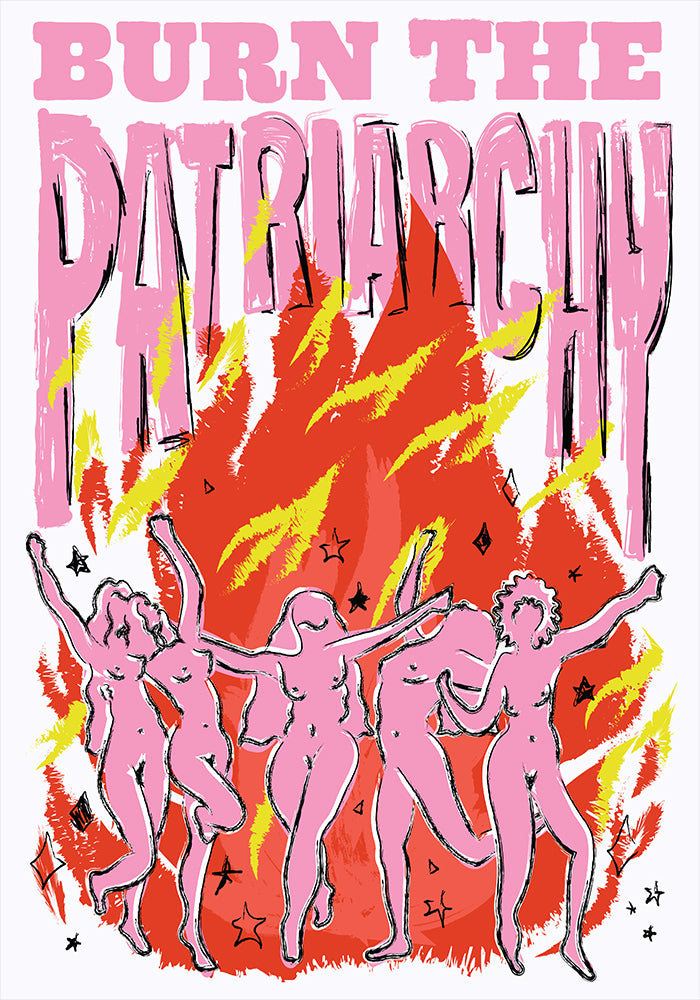 Burn the Patriarchy White Art Print