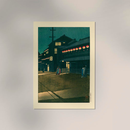 Souemoncho Night Art Print by Kawase Hasui