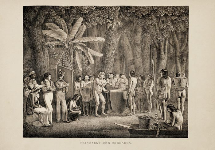 The Drinkfest of Coroados Tribe Anthropology Vintage Poster