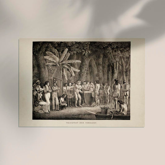 The Drinkfest of Coroados Tribe Anthropology Vintage Poster