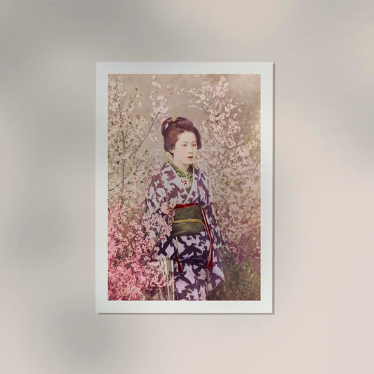 Geisha and Cherry Blossom by Ogawa Kazumasa