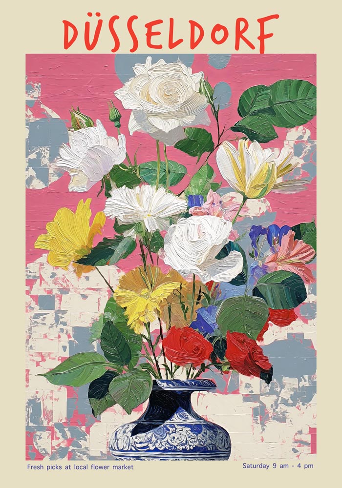 Düsseldorf Local Flower Market Art Poster