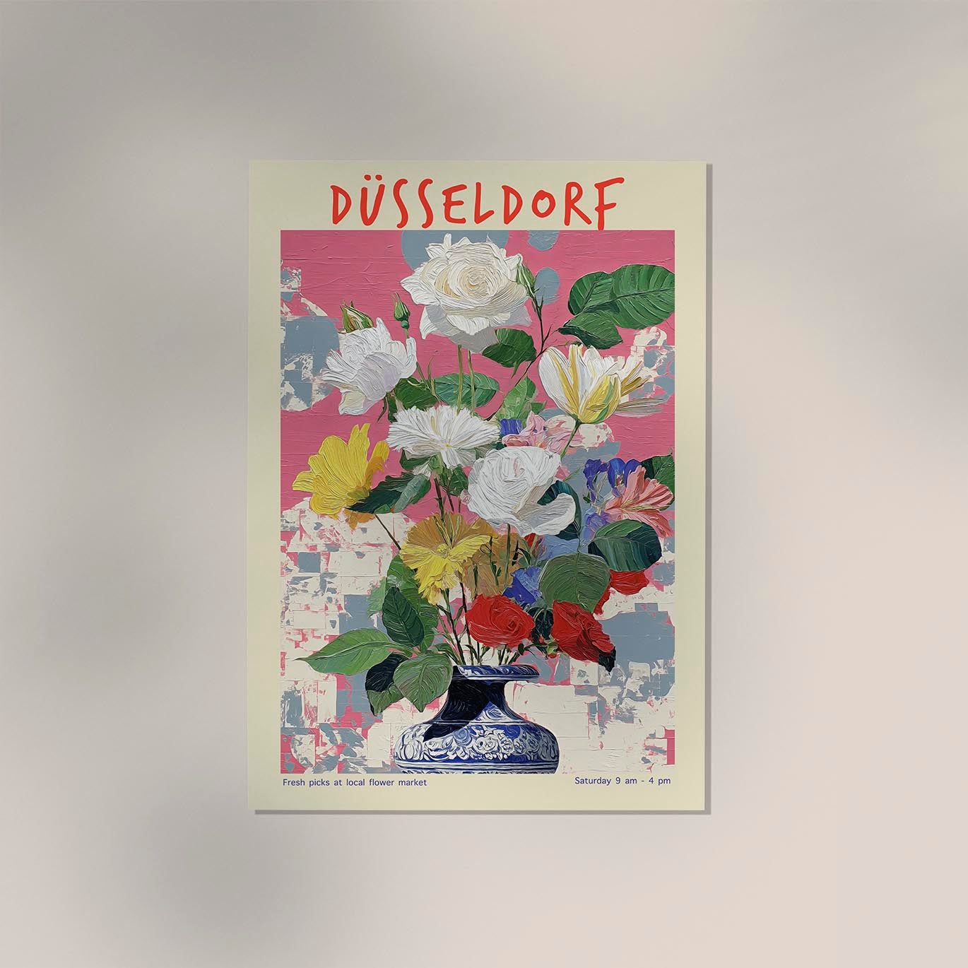 Düsseldorf Local Flower Market Art Poster