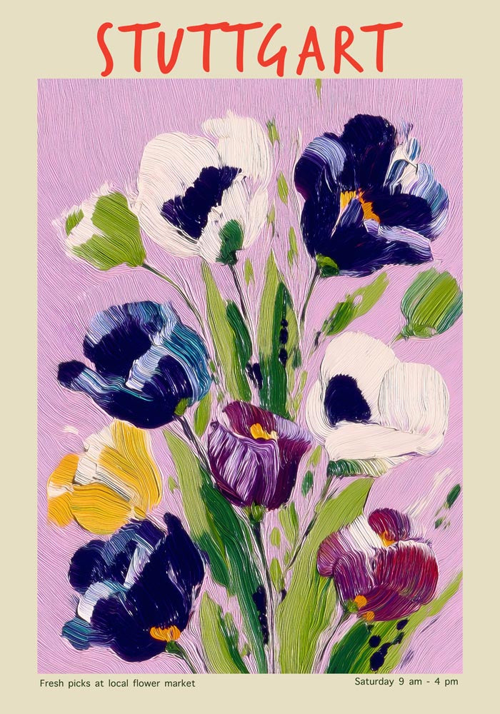 Stuttgart Local Flower Market Art Poster