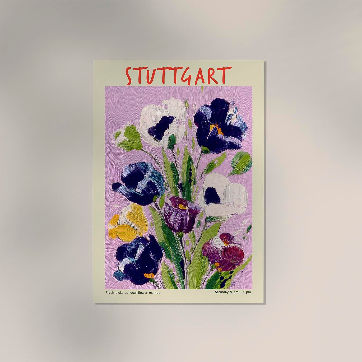 Stuttgart Local Flower Market Art Poster