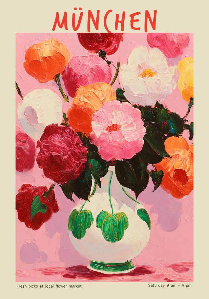 München Local Flower Market Art Poster