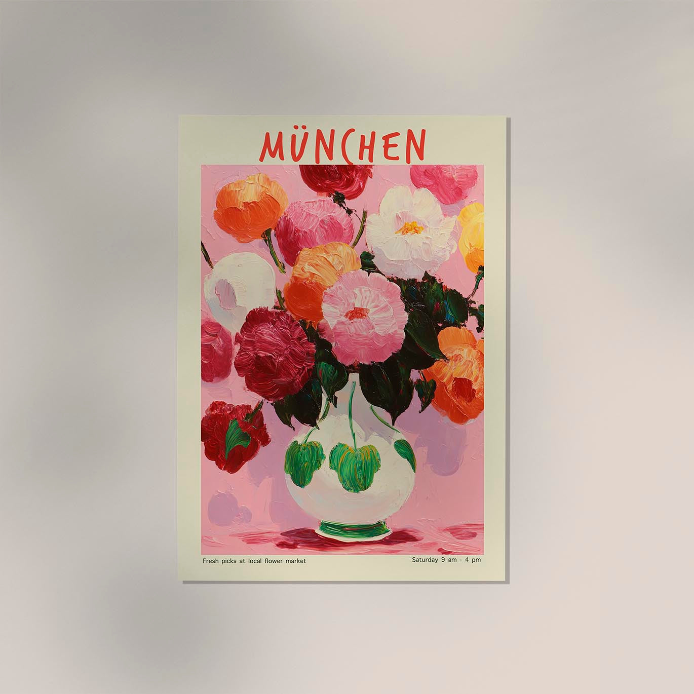 München Local Flower Market Art Poster