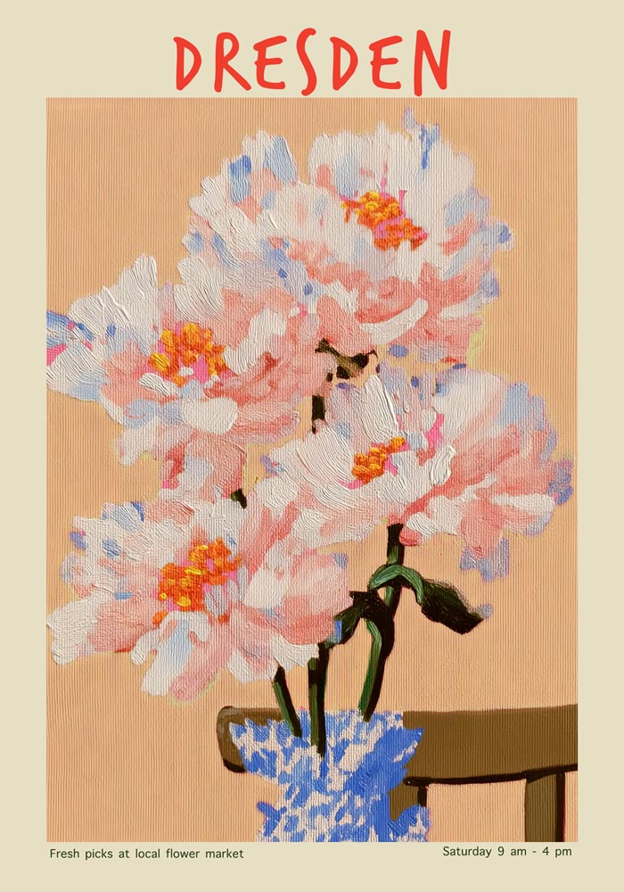 Dresden Local Flower Market Art Poster