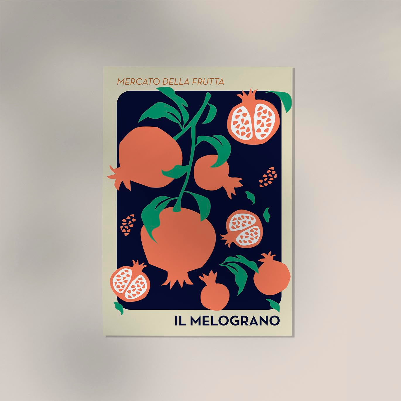 Il Melograno Fruit Market Dark Blue Art Poster