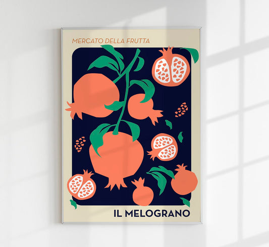 Il Melograno Fruit Market Dark Blue Art Poster