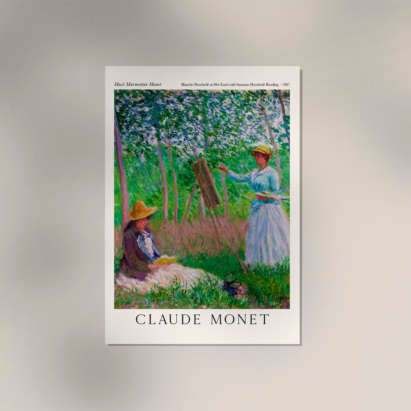Blanche Hoschedé at Her Easel with Suzanne Hoschedè Reading by Claude Monet Exhibition Poster