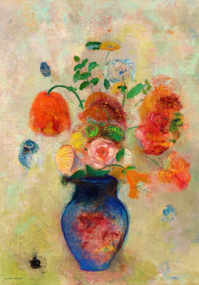 Large Vase with Flowers Painting by Odilon Redon