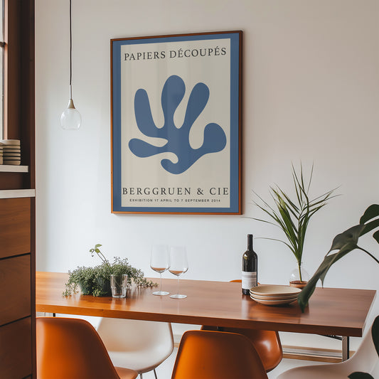 Blue Organic Papiers Decoupes Art Poster