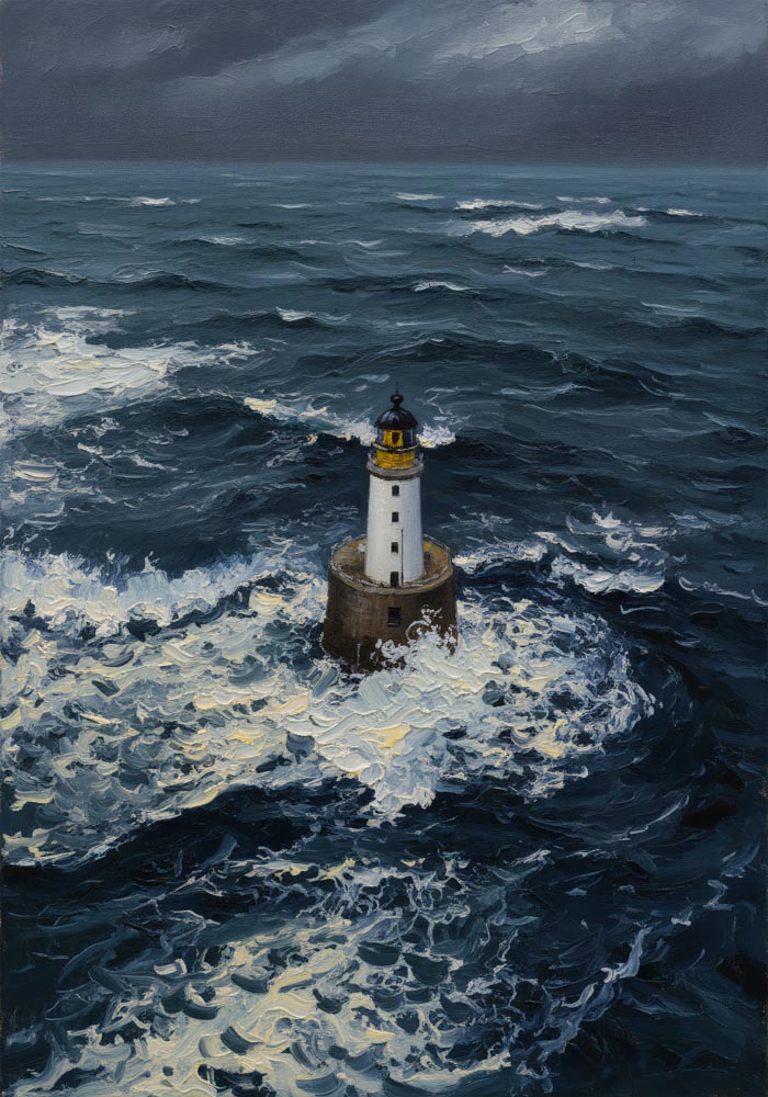 Lighthouse in the storm Art Poster