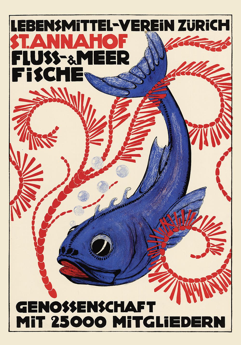Fresh Fish & Seafood Austrian Ad Vintage Poster