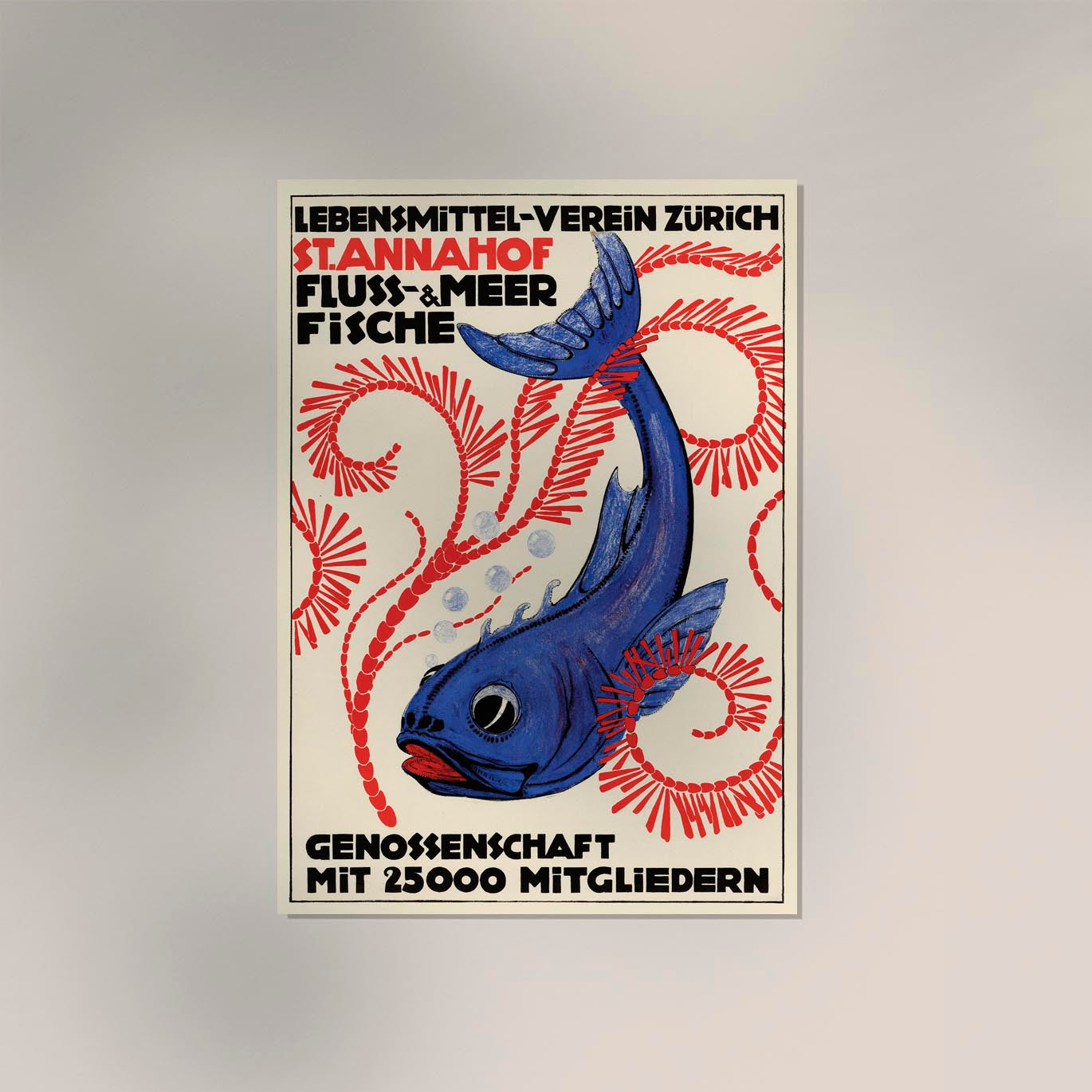 Fresh Fish & Seafood Austrian Ad Vintage Poster