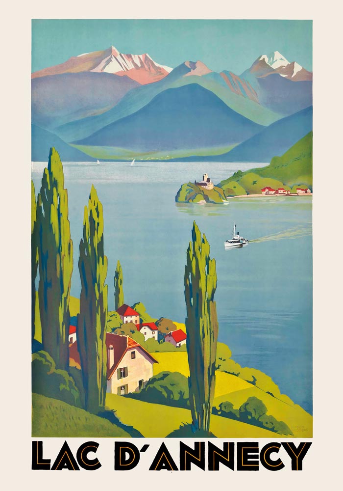 Lac d'Annecy by Roger Broders – Vintage French Travel Poster