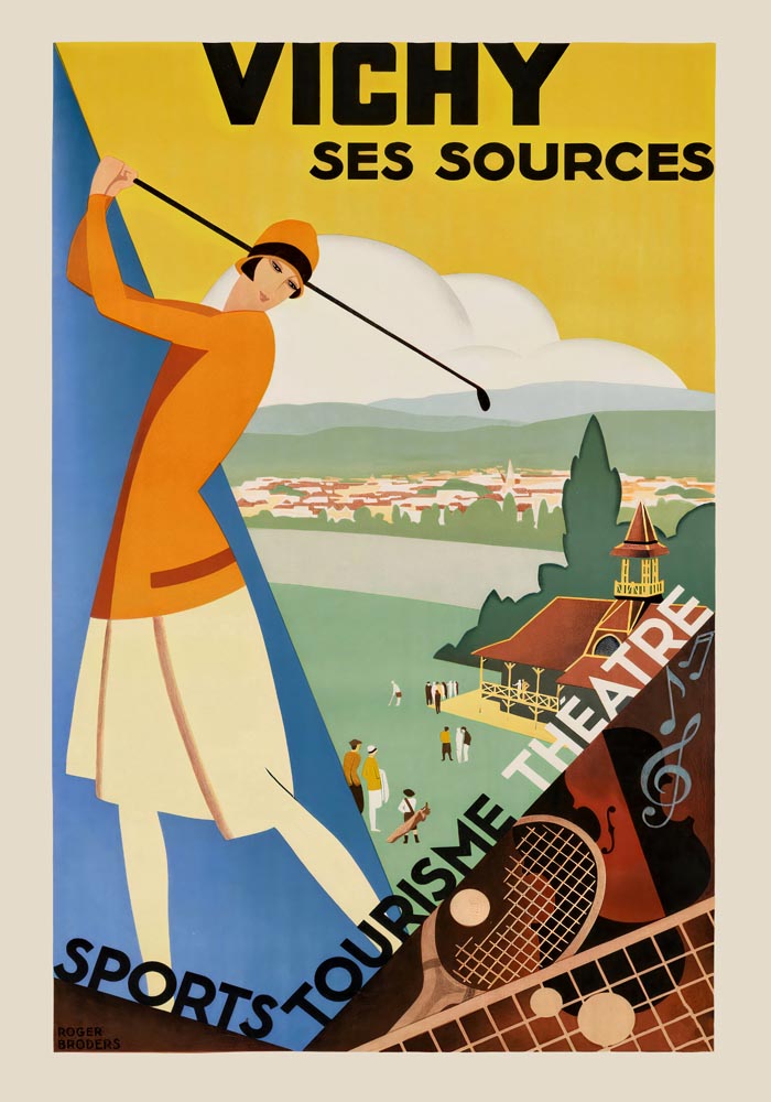 Vichy Ses Sources by Roger Broders – Vintage French Travel Poster