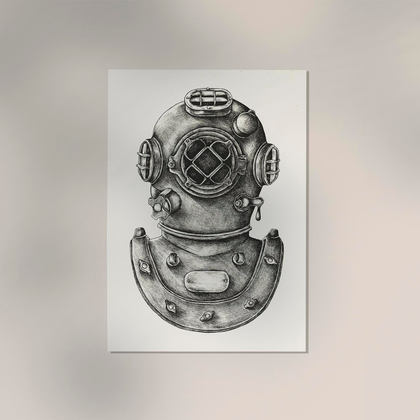 Diving Suit Antique Print