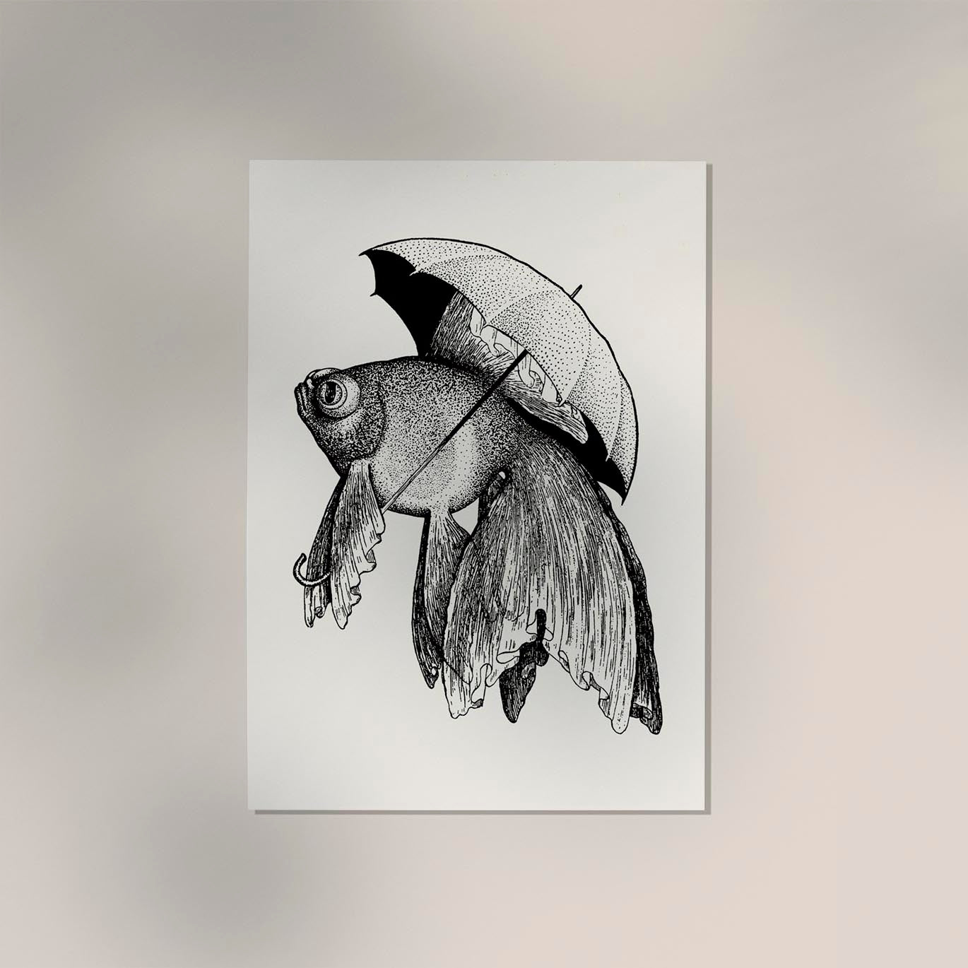The Umbrella Fish Antique Print