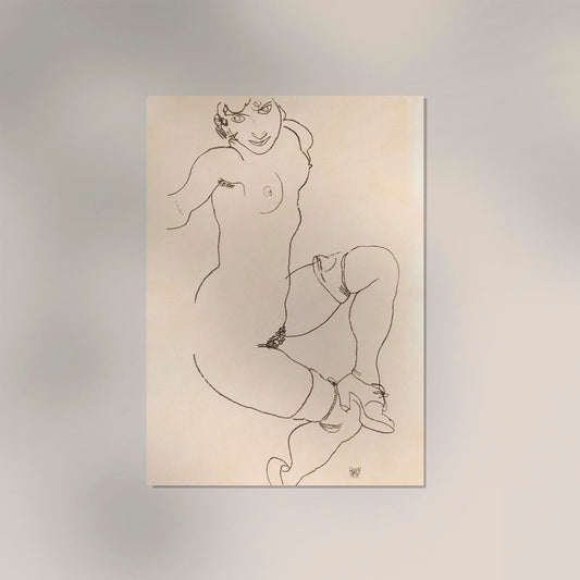 Naked Lady in Lingerie by Egon Schiele