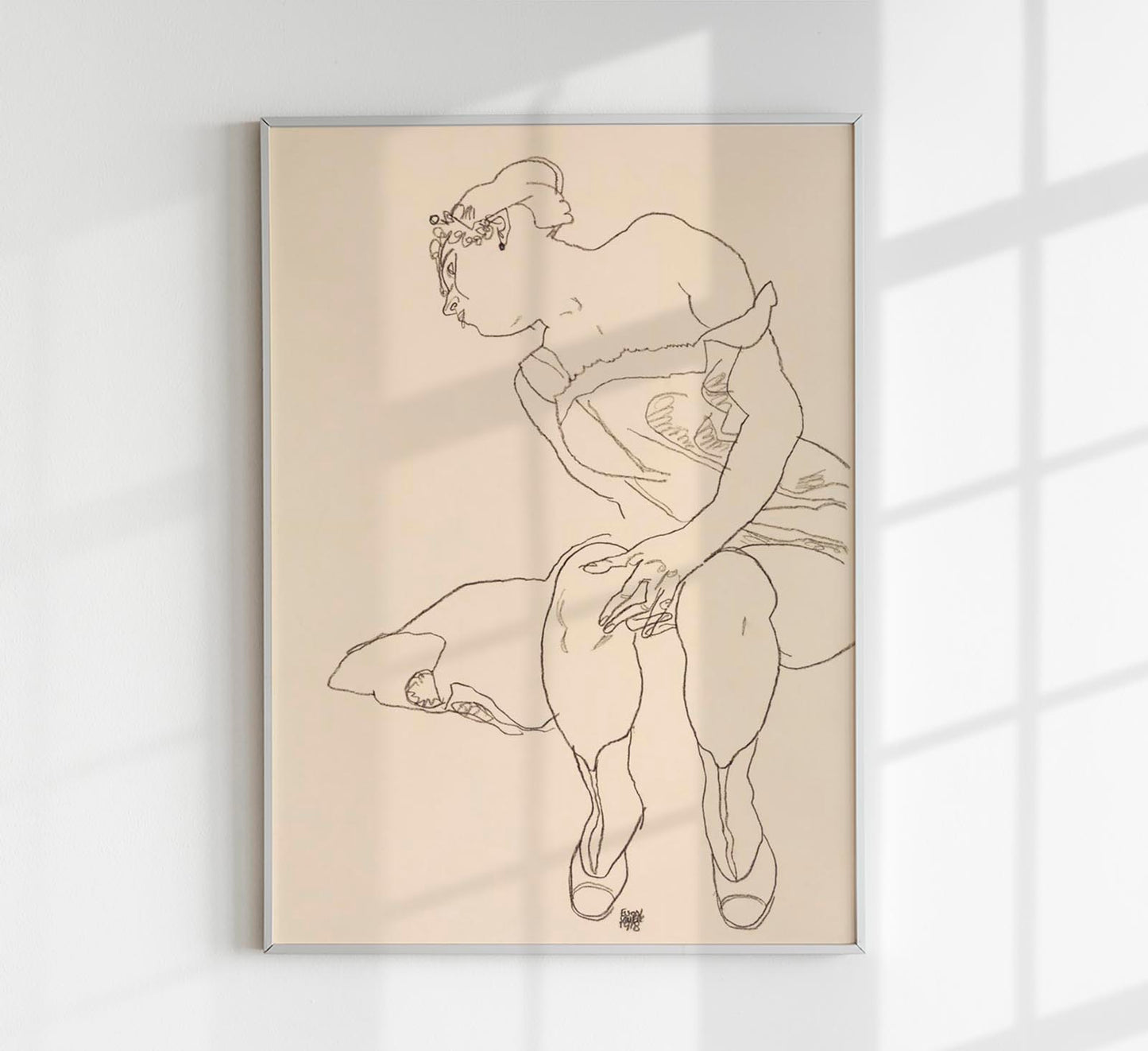 Seated Woman in Corset and Boots by Egon Schiele