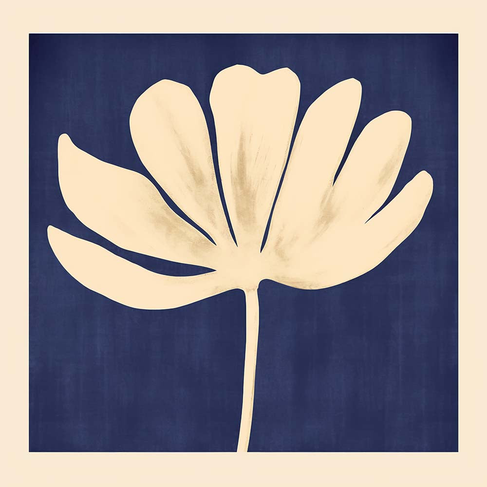 White Leaf in Blue Squared Print
