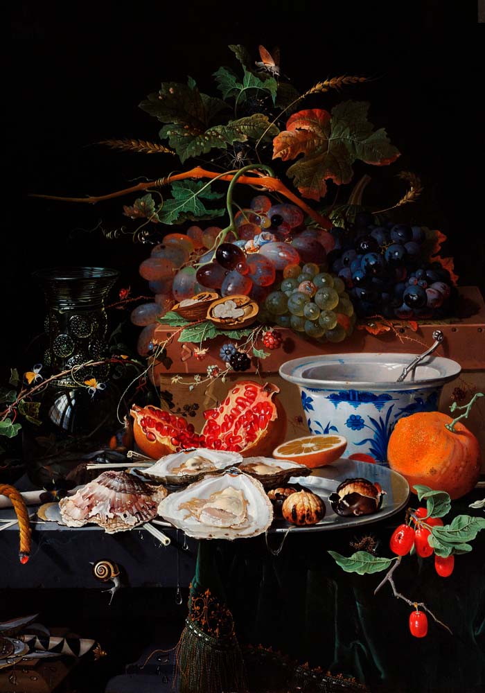 Fruits and Oysters by Abraham Mignon Botanical Poster