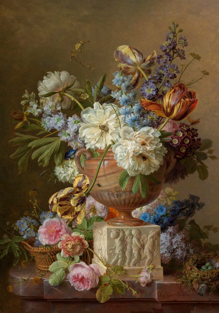 Flower Still-life with an Alabaster Vase by Gerard van Spaendonck Botanical Poster