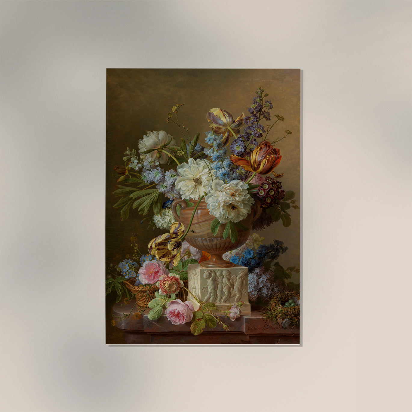 Flower Still-life with an Alabaster Vase by Gerard van Spaendonck Botanical Poster