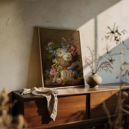 Flower Still-life with an Alabaster Vase by Gerard van Spaendonck Botanical Poster