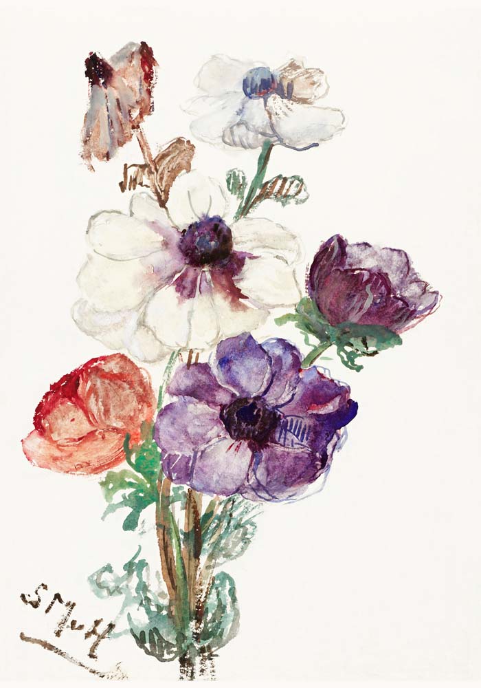 New Year's Greeting with Anemones by Sientje Mesdag-van Houten Botanical Poster