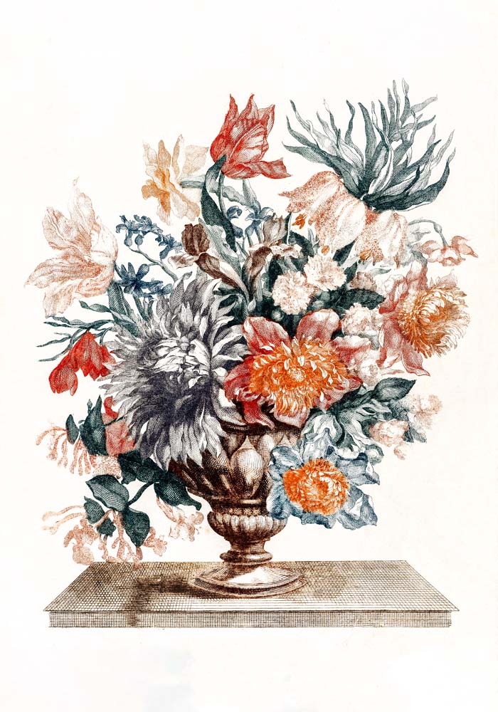 Stone vase with flowers by Johan Teyler Botanical Poster