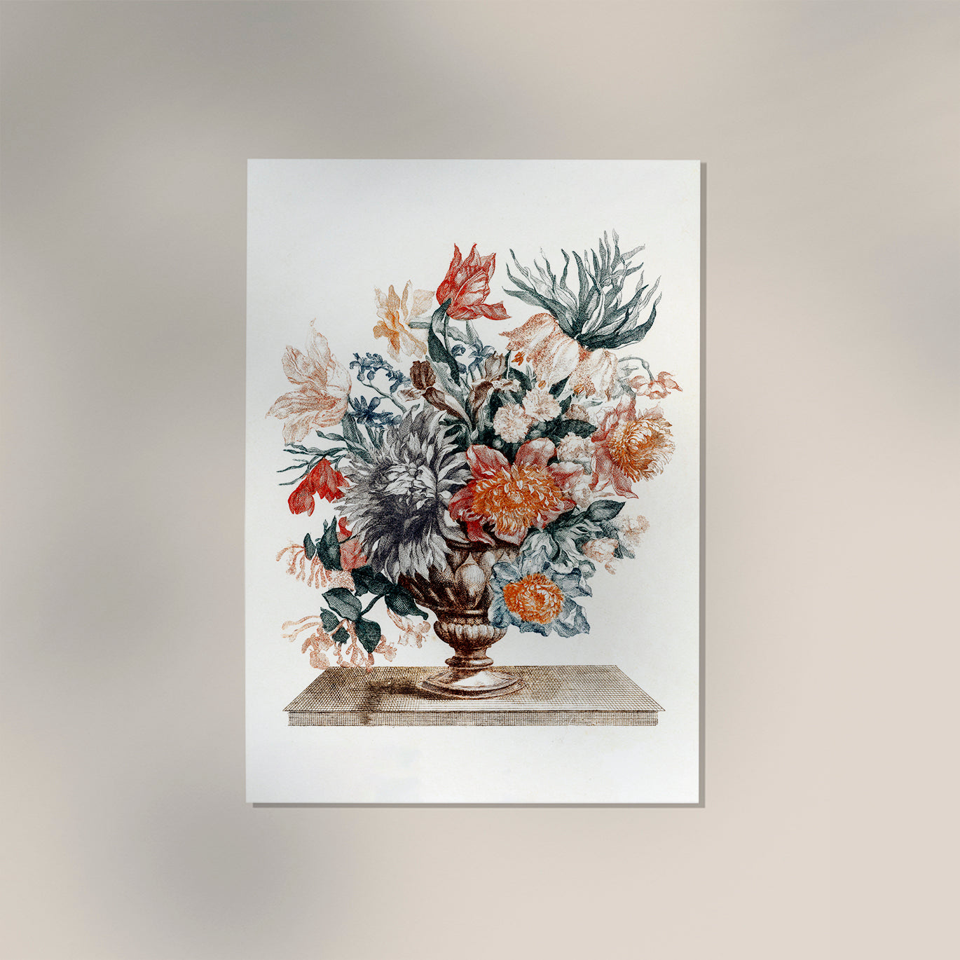 Stone vase with flowers by Johan Teyler Botanical Poster