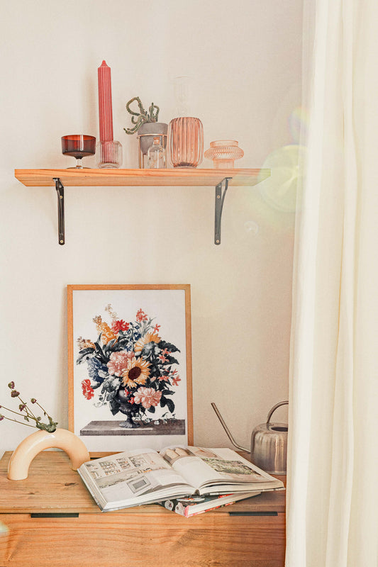 Stone vase with flowers with Sunflowers and Carnations by Johan Teyler  Botanical Poster