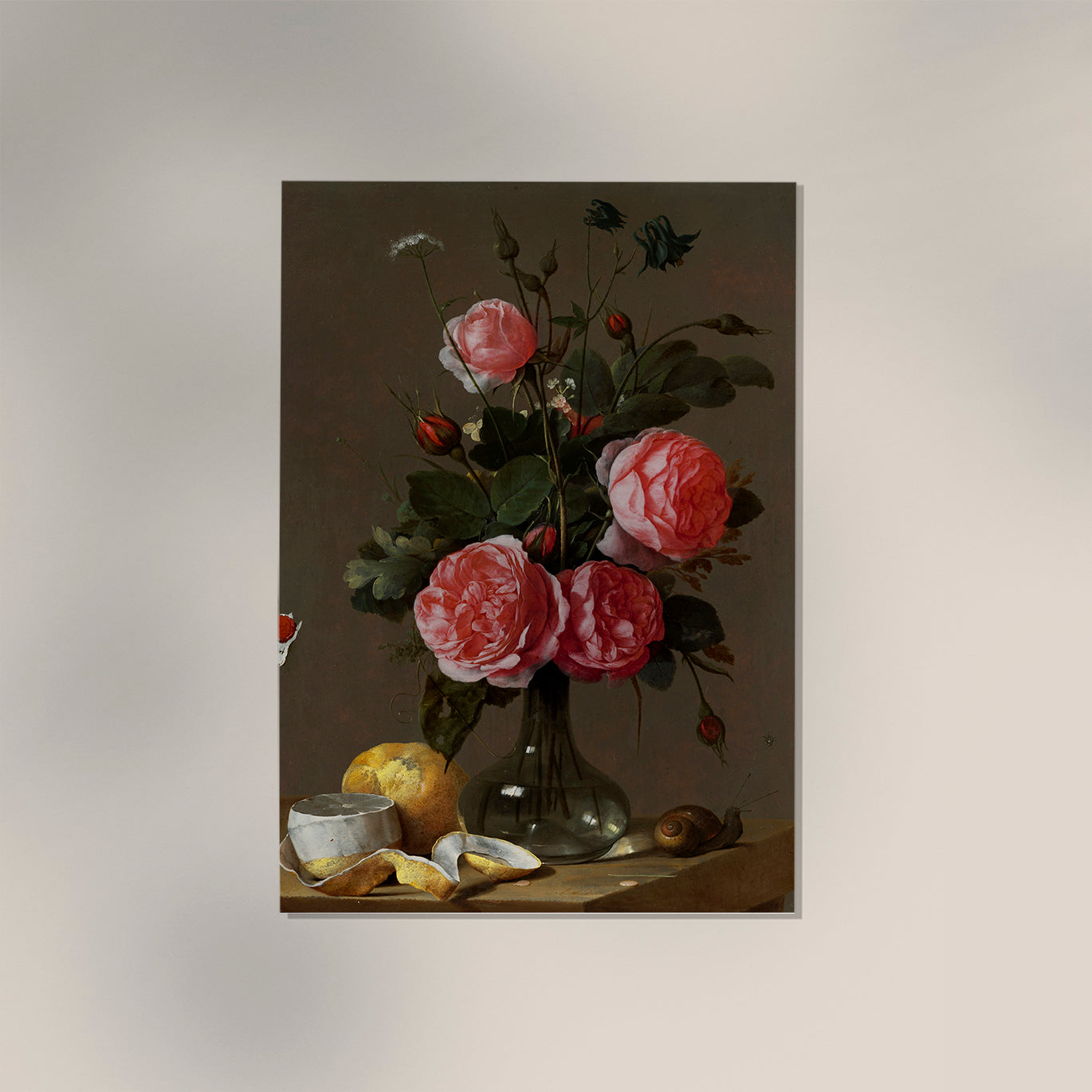 Still Life with Roses and Orange Botanical Poster