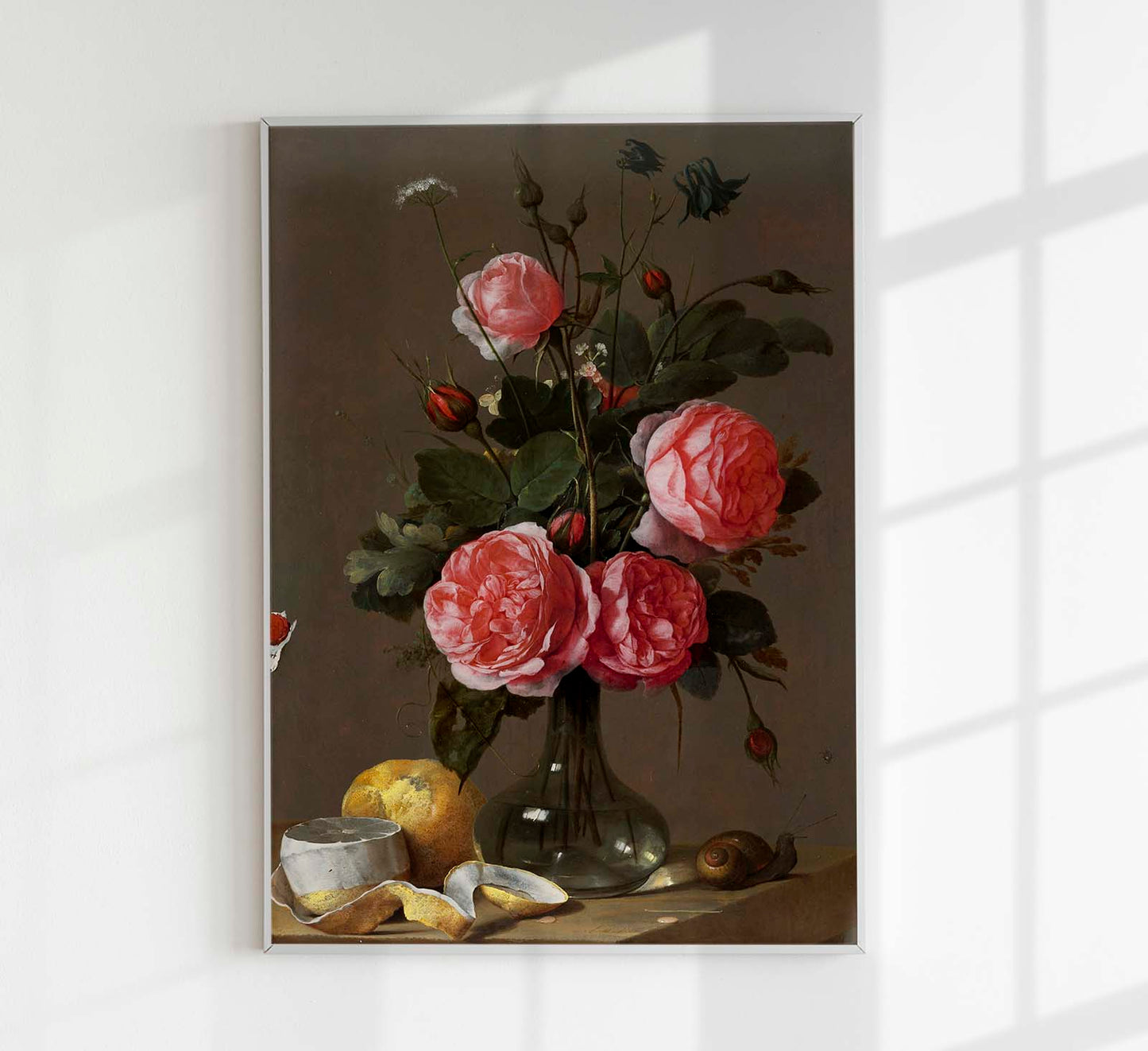 Still Life with Roses and Orange Botanical Poster