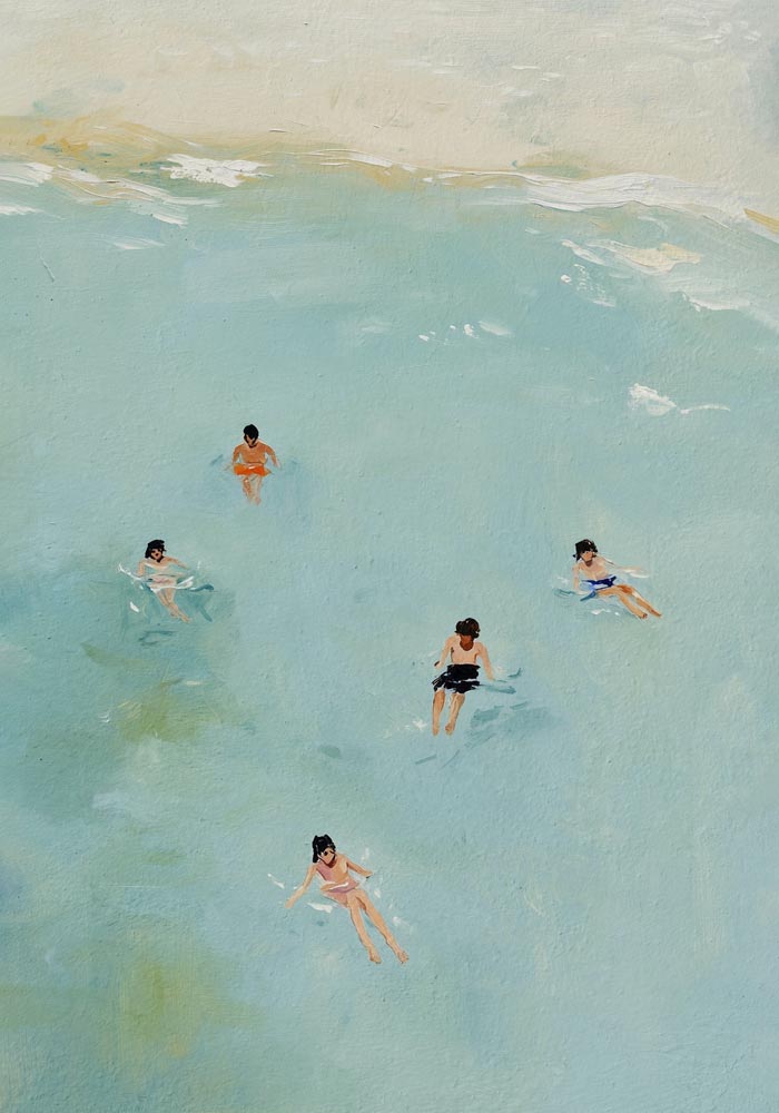 Children playing on the Beach Art Poster