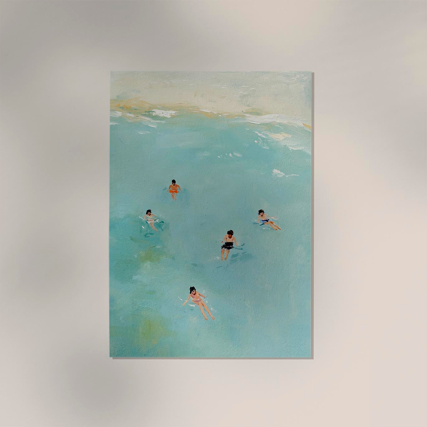 Children playing on the Beach Art Poster