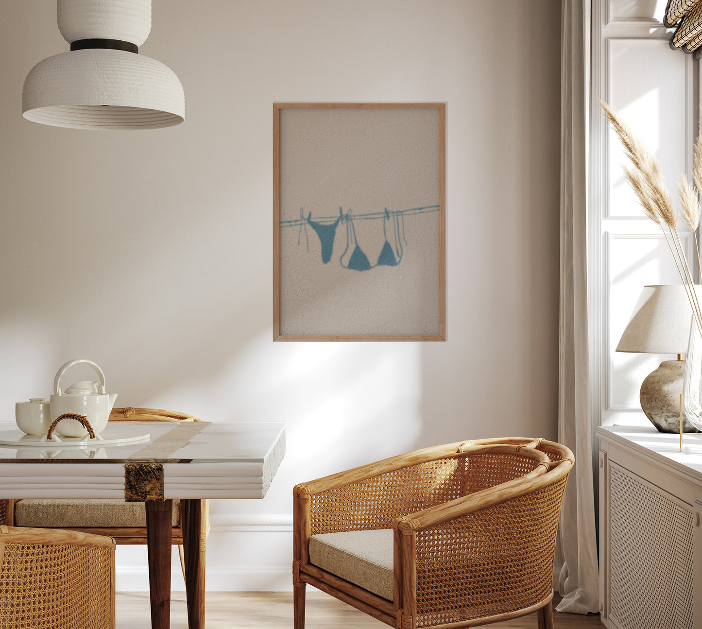 Bikini shadow on the clothesline Art Poster